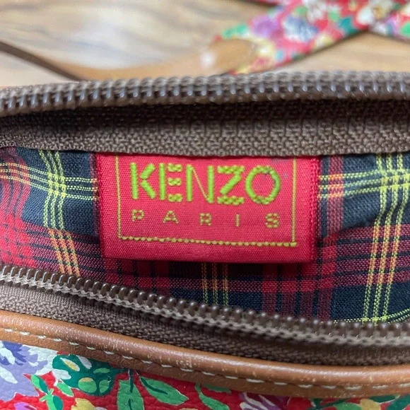 Kenzo Floral Crossbody Mini Barrel Bag Leather And Floral Strap